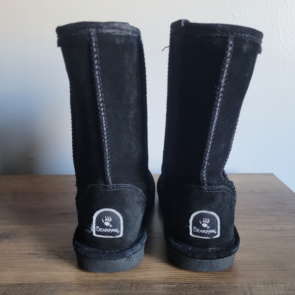 Bearpaw Black Suede Faux Fur Lined Above Ankle Warm Boots Sz 6 - Picture 3 of 14